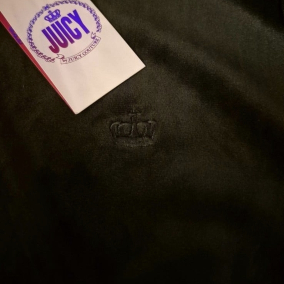 JUICY COUTURE BLACK VELOUR HOODIE JACKET SIZE M - Picture 2 of 7